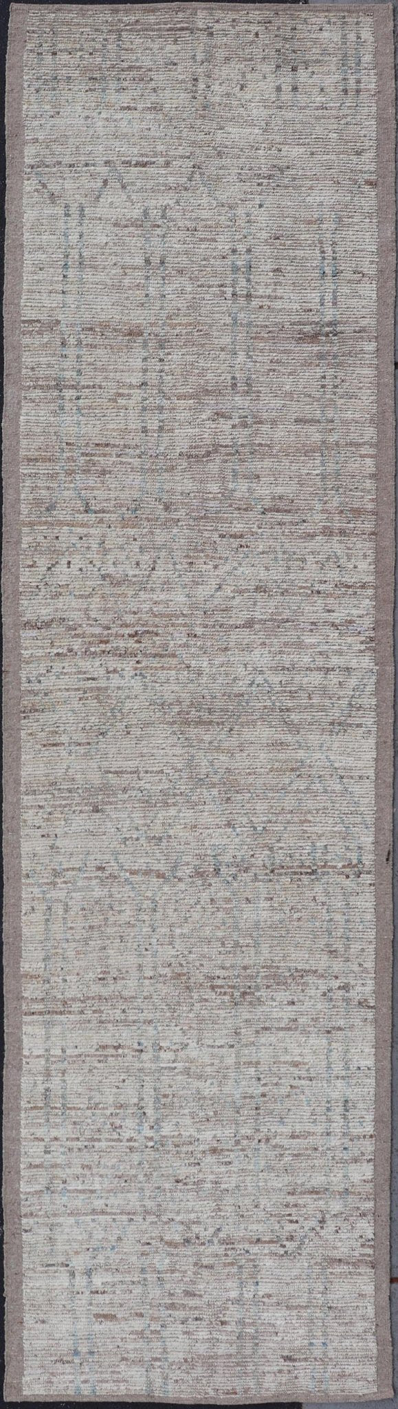 Modern Hand - Knotted Gallery Runner in Wool with Earthy Tones With Light Blue. rug AFG - 64829, Keivan Woven Arts / country of origin / type: Afghanistan / Modern Casual, circa Early - 21th century. Measures: 4'1 x 15'11 This modern casual tribal rug... - Keivan Woven ArtsAFG - 64829 - 25152