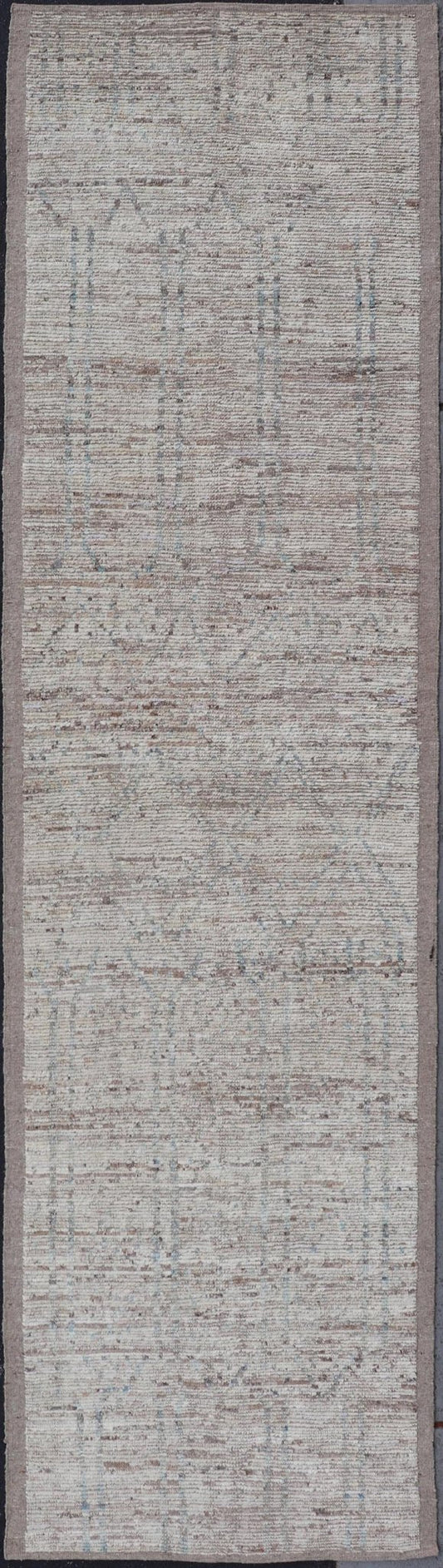 Modern Hand - Knotted Gallery Runner in Wool with Earthy Tones With Light Blue. rug AFG - 64829, Keivan Woven Arts / country of origin / type: Afghanistan / Modern Casual, circa Early - 21th century. Measures: 4'1 x 15'11 This modern casual tribal rug... - Keivan Woven ArtsAFG - 64829 - 25152