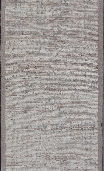 Modern Hand - Knotted Gallery Runner in Wool with Earthy Tones With Light Blue. rug AFG - 64829, Keivan Woven Arts / country of origin / type: Afghanistan / Modern Casual, circa Early - 21th century. Measures: 4'1 x 15'11 This modern casual tribal rug... - Keivan Woven ArtsAFG - 64829 - 25152