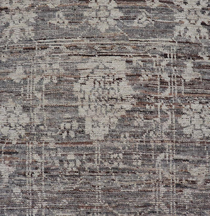 Modern Oushak Runner in Wool with Floral Design in Shades of Gray, Brown, Cream. Keivan Woven Arts; rug AFG - 64917, country of origin / type: Afghanistan / Oushak, circa Early - 21th Century. Measures: 3'0 x 12'1 This modern casual tribal Oushak de... - Keivan Woven ArtsAFG - 64917 - 25158Rug