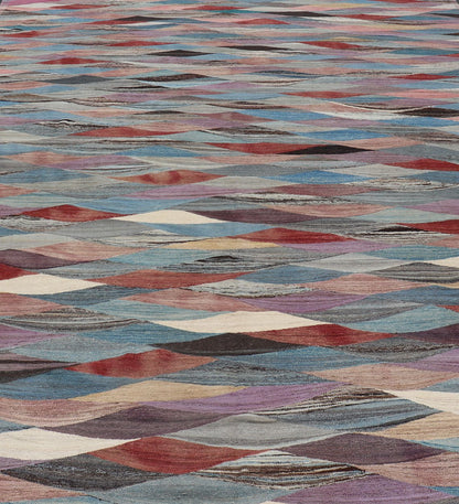 Large Colorful Flat - Weave Kilim Rug with Modern Design Casual flat - weave modern design Kilim rug with multi - color in modern design, rug AFG - 65, country of origin / type: Afghanistan / Kilim Colorful flat - weave modern Kilim rug with modern... - Keivan Woven ArtsAFG - 65 - 15755Rug