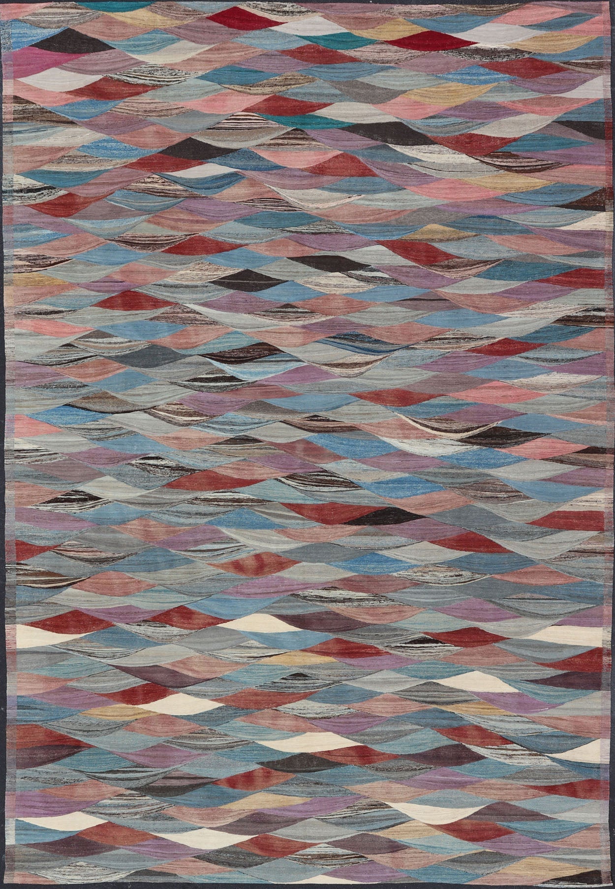 Large Colorful Flat - Weave Kilim Rug with Modern Design Casual flat - weave modern design Kilim rug with multi - color in modern design, rug AFG - 65, country of origin / type: Afghanistan / Kilim Colorful flat - weave modern Kilim rug with modern... - Keivan Woven ArtsAFG - 65 - 15755Rug