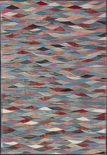 Large Colorful Flat - Weave Kilim Rug with Modern Design Casual flat - weave modern design Kilim rug with multi - color in modern design, rug AFG - 65, country of origin / type: Afghanistan / Kilim Colorful flat - weave modern Kilim rug with modern... - Keivan Woven ArtsAFG - 65 - 15755Rug