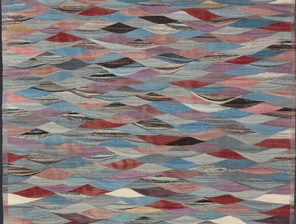 Large Colorful Flat - Weave Kilim Rug with Modern Design Casual flat - weave modern design Kilim rug with multi - color in modern design, rug AFG - 65, country of origin / type: Afghanistan / Kilim Colorful flat - weave modern Kilim rug with modern... - Keivan Woven ArtsAFG - 65 - 15755Rug