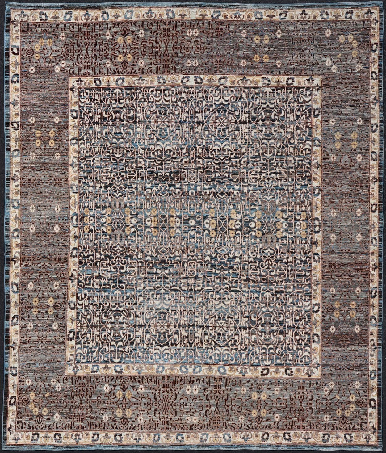Measures: 14'0 x 16'2 Modern Casual Tribal Rug, Keivan Woven Arts / rug AFG - 65603, country of origin / type: Afghanistan / Modern Casual, circa Early - 21th Century. This large modern casual tribal rug has been hand - knotted. The rug featur... - Keivan Woven ArtsAFG - 65603 - 23102Rug