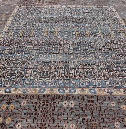 Measures: 14'0 x 16'2 Modern Casual Tribal Rug, Keivan Woven Arts / rug AFG - 65603, country of origin / type: Afghanistan / Modern Casual, circa Early - 21th Century. This large modern casual tribal rug has been hand - knotted. The rug featur... - Keivan Woven ArtsAFG - 65603 - 23102Rug