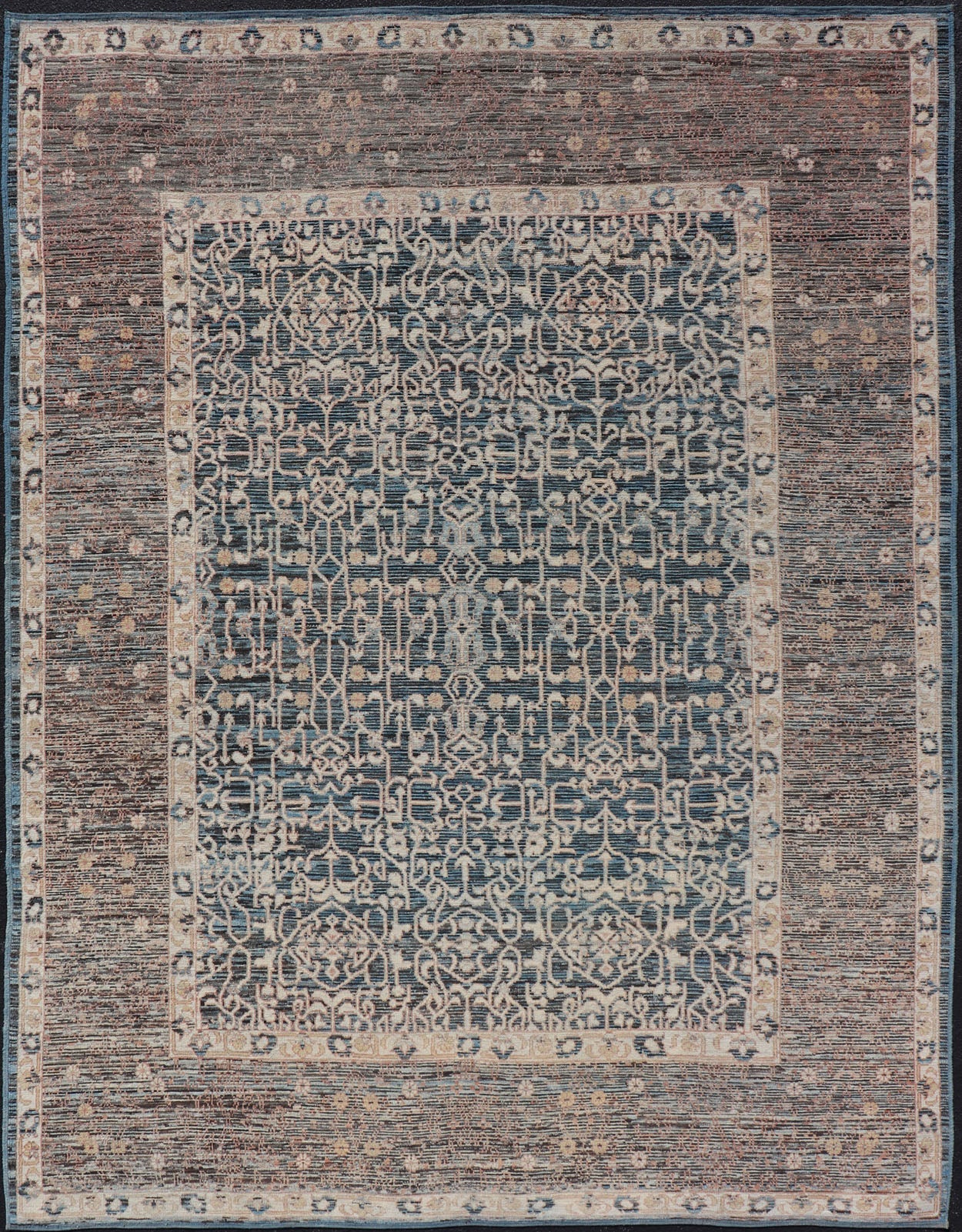 Contemporary Rug with Intricate Pattern Inspired by 13th Century Seljuk Designs Measures: 9'0 x 12'0 Finely woven Modern Rug with Intricate All - Over Sub - Geometric inspired by 13thcentury Seljuk Design. Modern Casual Tribal Rug, Keivan Wov... - Keivan Woven ArtsAFG - 65604 - 23114Rug