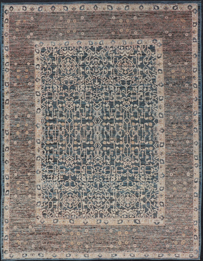 Contemporary Rug with Intricate Pattern Inspired by 13th Century Seljuk Designs Measures: 9'0 x 12'0 Finely woven Modern Rug with Intricate All - Over Sub - Geometric inspired by 13thcentury Seljuk Design. Modern Casual Tribal Rug, Keivan Wov... - Keivan Woven ArtsAFG - 65604 - 23114Rug