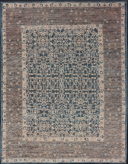 Contemporary Rug with Intricate Pattern Inspired by 13th Century Seljuk Designs Measures: 9'0 x 12'0 Finely woven Modern Rug with Intricate All - Over Sub - Geometric inspired by 13thcentury Seljuk Design. Modern Casual Tribal Rug, Keivan Wov... - Keivan Woven ArtsAFG - 65604 - 23114Rug