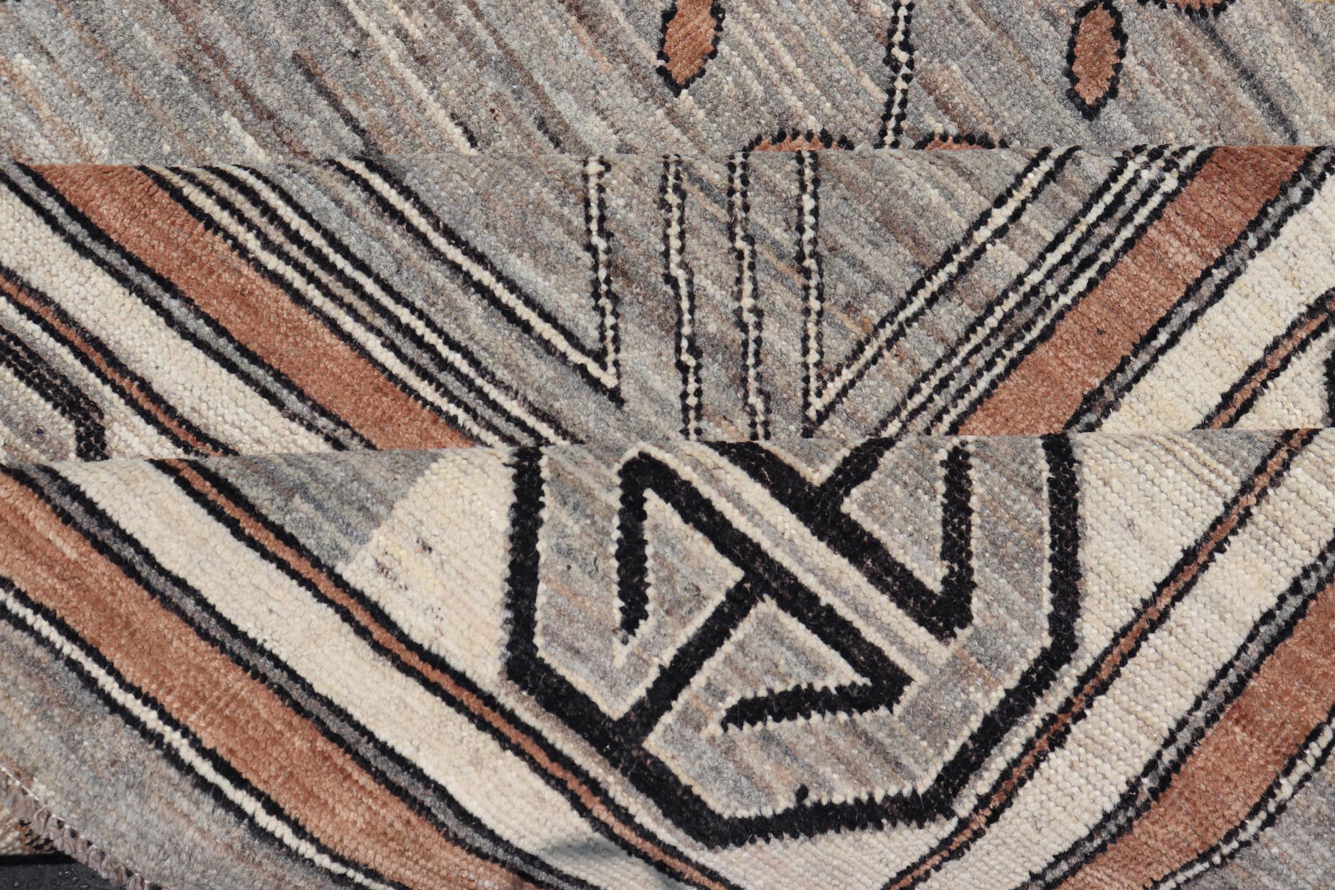 Modern Khotan Rug with Circular Medallions in Shades of Gray, Brown and Yellow. Keivan Woven Arts rug AFG - 67299, Keivan Woven Arts / country of origin / type: Afghanistan / Khotan. Measures: 12'8 x 15'1 This modern Khotan made rug features Sama... - Keivan Woven ArtsAFG - 67299 - 22938Rugs