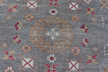 Modern Khotan Rug with Circular Medallions in Shades of Gray, Red, and Brown. Keivan Woven Arts rug AFG - 67300 / country of origin / type: Afghanistan / Khotan. Measures: 9'6 x 11'9 This modern Khotan made rug features Samarkand design with mult... - Keivan Woven ArtsAFG - 67300 - 24541Rugs