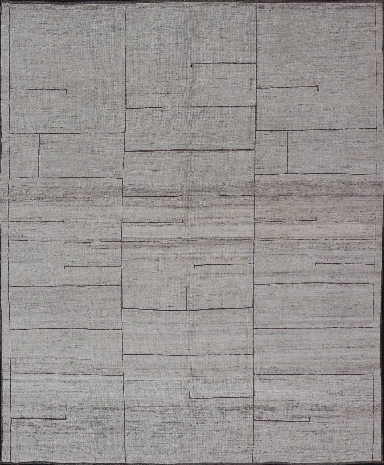 Casual Modern Design Rug in White and Brown Tones and Subdued Design. Keivan Woven Arts / rug AFG - 67977, country of origin / type: Afghanistan / Moroccan tribal, modern casual Neutral tone rug with Moroccan free - flowing tribal design. Measures: 9'4... - Keivan Woven ArtsAFG - 67977 - 25182Rug
