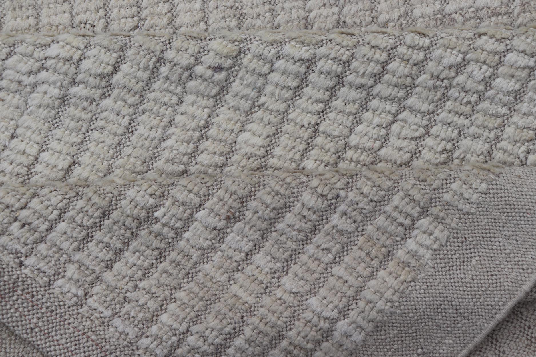 Afghan Modern Casual All - Over Runner in Light Cream With High And Low Pile. Keivan Woven Arts; rug AFG - 68004 / Country of Origin: Afghanistan Type: Modern Casual Design: Geometric, Tribal Chevron, All - Over. Measures: 3'0 x 15'6 This long runner... - Keivan Woven ArtsAFG - 68004 - 25188Rug