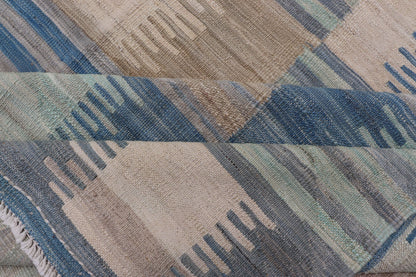 Flat - Weave Afghan Kilim Rug with Modern Design in Blues, Taupe, and Cream Casual flat - weave modern design Kilim rug with soft colors in modern design, Keivan Woven Arts / rug AFG - 72, country of origin / type: Afghanistan / Kilim Colorful flat... - Keivan Woven ArtsAFG - 72 - 15763Rug