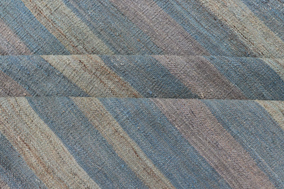 Large Afghanistan Kilim Modern with Stripes in Shade of Light Green Flat - weave Kilim rug with stripes with modern design in shades of blue, taupe, gray and green, rug AFG - 87, country of origin / type: Afghanistan / Kilim This playful piec... - Keivan Woven ArtsAFG - 87 - 15771Rug