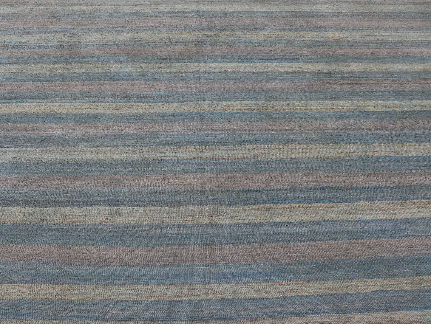 Large Afghanistan Kilim Modern with Stripes in Shade of Light Green Flat - weave Kilim rug with stripes with modern design in shades of blue, taupe, gray and green, rug AFG - 87, country of origin / type: Afghanistan / Kilim This playful piec... - Keivan Woven ArtsAFG - 87 - 15771Rug