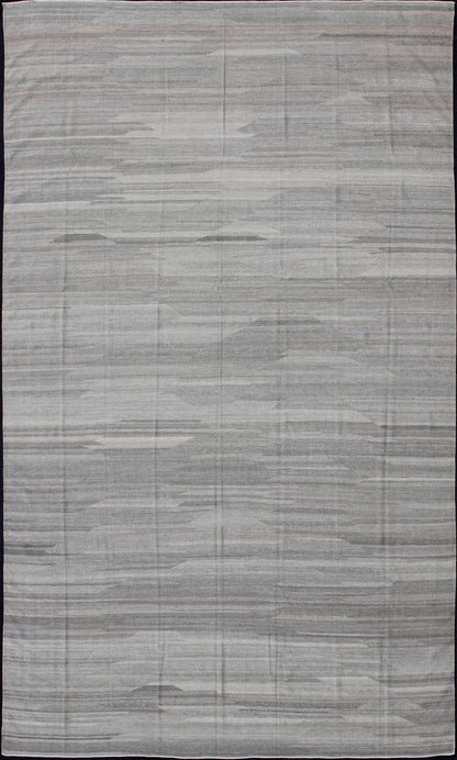 Very Large Modern Kilim with Solid Minimalist Design in Variation of Gray Tones Modern and casual flat - weave fine hand made Kilim rug in gray tones and Neutrals with Minimalist design and solid pattern Measures: 11'9 x 19'6 Minima... - Keivan Woven ArtsAFG - 9263 - 10434Rug