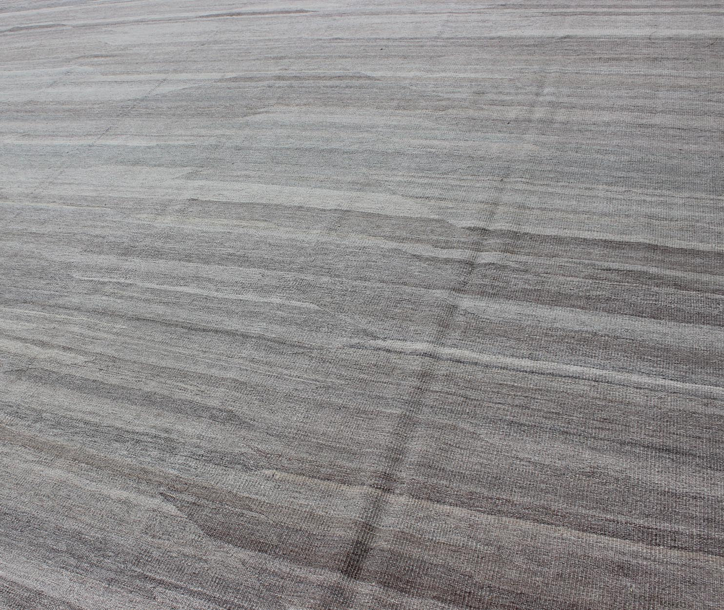 Very Large Modern Kilim with Solid Minimalist Design in Variation of Gray Tones Modern and casual flat - weave fine hand made Kilim rug in gray tones and Neutrals with Minimalist design and solid pattern Measures: 11'9 x 19'6 Minima... - Keivan Woven ArtsAFG - 9263 - 10434Rug