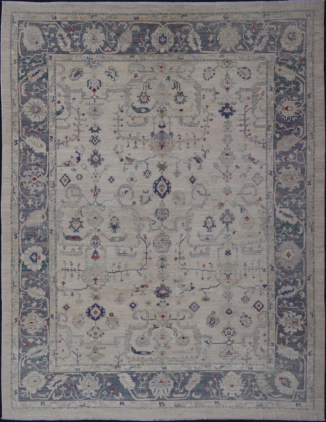 Keivan Woven Arts large Oushak rug made with modern colors and neutral tones. Measures: 12'4 x 15'8 Keivan Woven Arts large Oushak rug in multi colors made with modern colors and neutral tones. - Keivan Woven ArtsAFGC - 39467 - 18287Rug