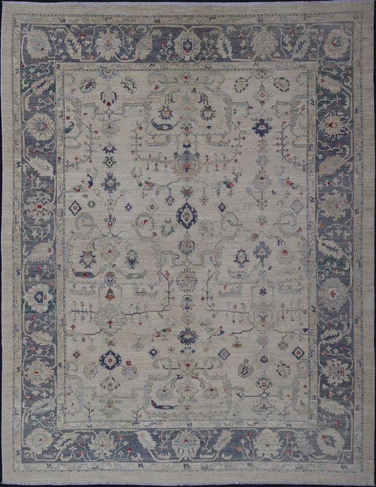 Keivan Woven Arts large Oushak rug made with modern colors and neutral tones. Measures: 12'4 x 15'8 Keivan Woven Arts large Oushak rug in multi colors made with modern colors and neutral tones. - Keivan Woven ArtsAFGC - 39467 - 18287Rug