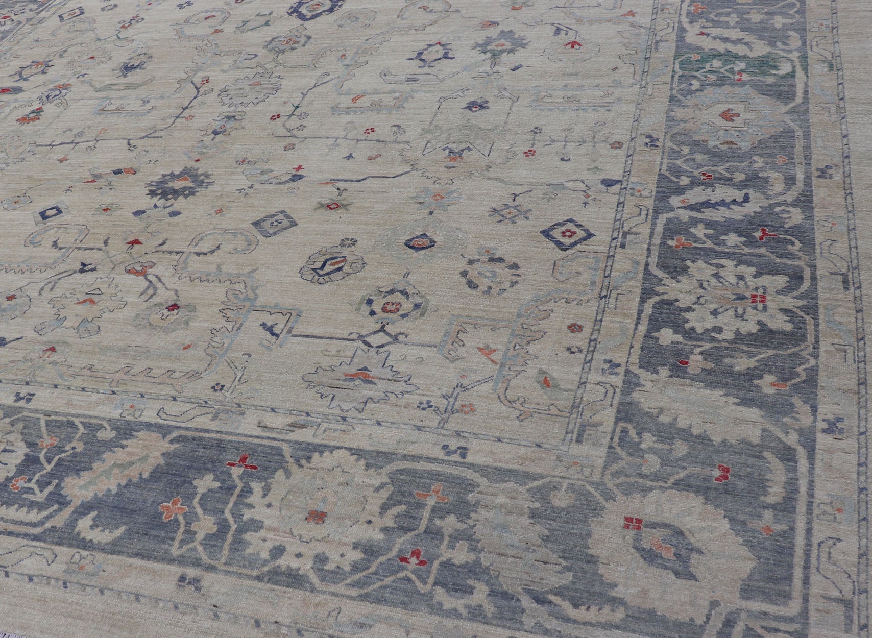 Keivan Woven Arts large Oushak rug made with modern colors and neutral tones. Measures: 12'4 x 15'8 Keivan Woven Arts large Oushak rug in multi colors made with modern colors and neutral tones. - Keivan Woven ArtsAFGC - 39467 - 18287Rug