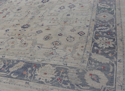 Keivan Woven Arts large Oushak rug made with modern colors and neutral tones. Measures: 12'4 x 15'8 Keivan Woven Arts large Oushak rug in multi colors made with modern colors and neutral tones. - Keivan Woven ArtsAFGC - 39467 - 18287Rug