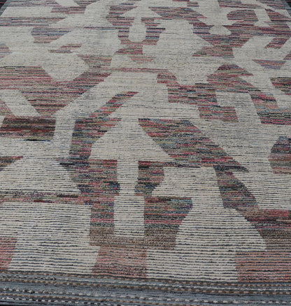 Keivan Woven Arts Large modern distressed rug in cream and multi colors. 10'9" X15'1" Modern rug by keivan woven arts. This distressed modern rug offers a neutral background with variety of colors. - Keivan Woven ArtsAFGC - 39477 - 18353Rug