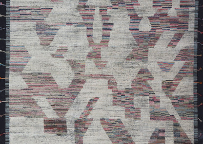 Keivan Woven Arts Large modern distressed rug in cream and multi colors. 10'9" X15'1" Modern rug by keivan woven arts. This distressed modern rug offers a neutral background with variety of colors. - Keivan Woven ArtsAFGC - 39477 - 18353Rug