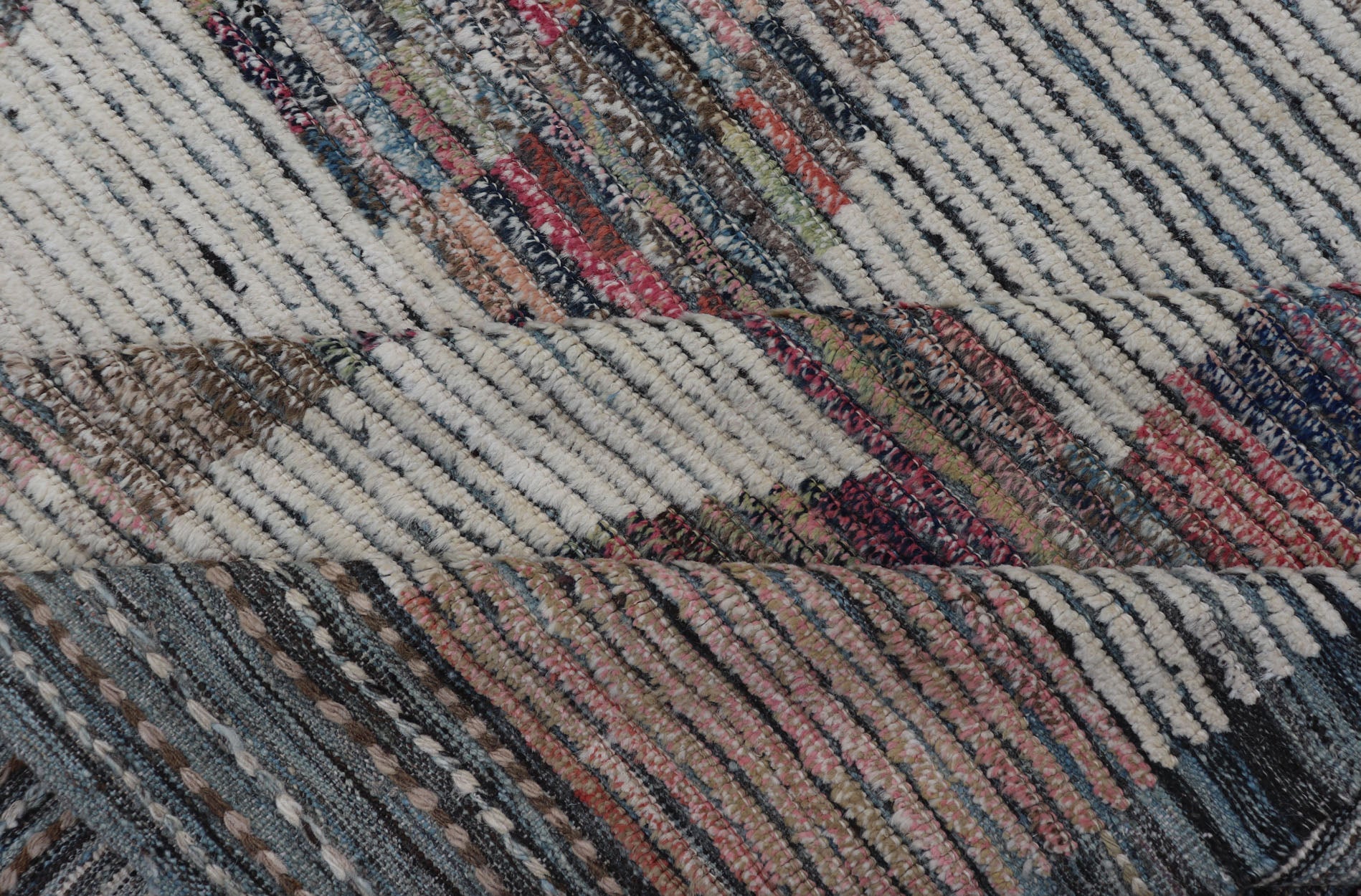Keivan Woven Arts Large modern distressed rug in cream and multi colors. 10'9" X15'1" Modern rug by keivan woven arts. This distressed modern rug offers a neutral background with variety of colors. - Keivan Woven ArtsAFGC - 39477 - 18353Rug