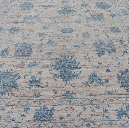 Measures: 9'5 x 12'1 Keivan Woven Arts Modern Oushak rug in light blue and off white. Keivan Woven Arts / rug AFGC - 39485 Early 21st Century. This Keiva Woven Arts Oushak design rug has been made with light blue and off white colors. This is... - Keivan Woven ArtsAFGC - 39485 - 18311Rug