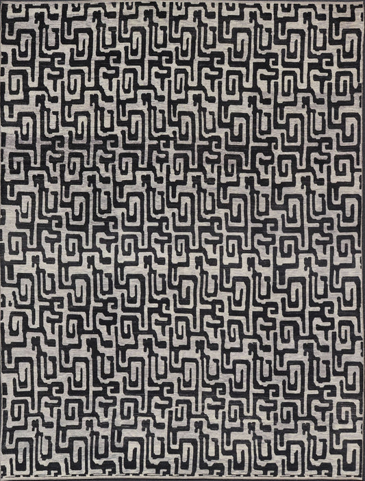 Keivan Woven Arts Large modern rug with diamond pattern in Black and off white. Measures: 14'6 x 19'2 Very large modern rug with low pile rug by Keivan Woven Arts in black, gray and off white. Modern rug by Keivan woven arts, black and ... - Keivan Woven ArtsAFGC - 39493 - 18323