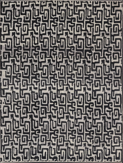 Keivan Woven Arts Large modern rug with diamond pattern in Black and off white. Measures: 14'6 x 19'2 Very large modern rug with low pile rug by Keivan Woven Arts in black, gray and off white. Modern rug by Keivan woven arts, black and ... - Keivan Woven ArtsAFGC - 39493 - 18323Rug
