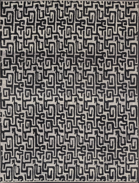 Keivan Woven Arts Large modern rug with diamond pattern in Black and off white. Measures: 14'6 x 19'2 Very large modern rug with low pile rug by Keivan Woven Arts in black, gray and off white. Modern rug by Keivan woven arts, black and ... - Keivan Woven ArtsAFGC - 39493 - 18323Rug