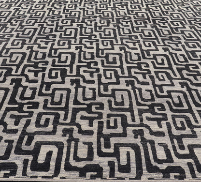 Keivan Woven Arts Large modern rug with diamond pattern in Black and off white. Measures: 14'6 x 19'2 Very large modern rug with low pile rug by Keivan Woven Arts in black, gray and off white. Modern rug by Keivan woven arts, black and ... - Keivan Woven ArtsAFGC - 39493 - 18323Rug
