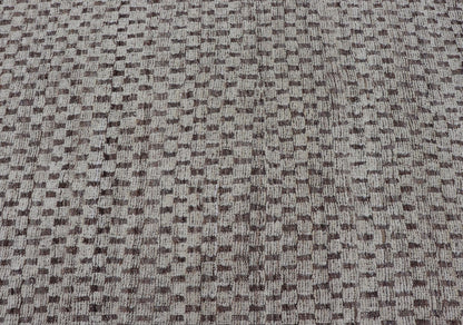 Modern Hand - Knotted Rug in Wool with All - Over Geometric Checkerboard Design This modern casual tribal rug has been hand - knotted. The rug features a modern all - over geometric checkerboard - like design, rendered in brown, cream, taupe, and gray ton... - Keivan Woven ArtsAFGC - 39754 - 19520Rug