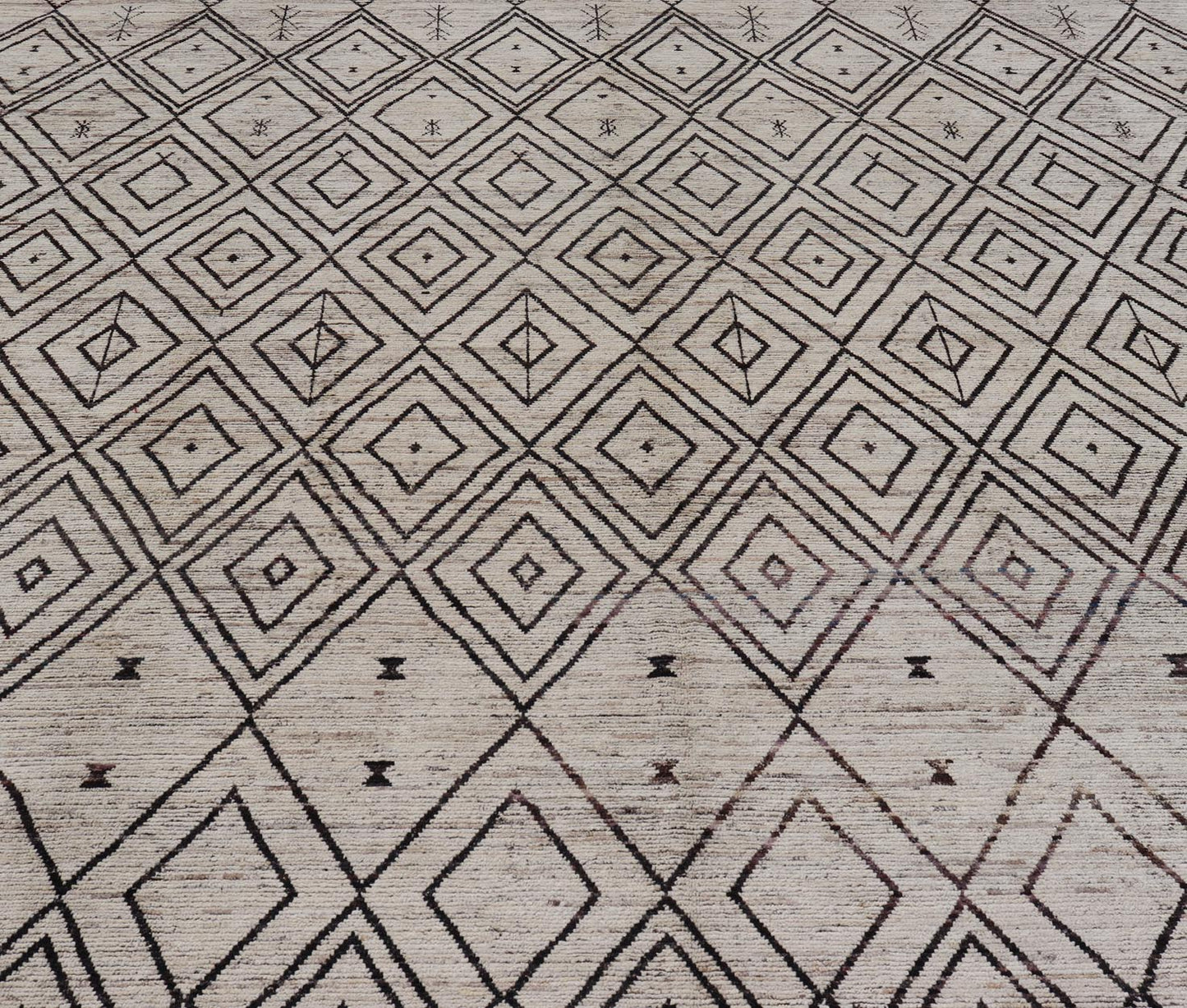 Modern Hand - Knotted Tribal Moroccan Rug in Wool with Geometric Diamond Design Measures: 12'4 x 14'8. This modern casual tribal Moroccan rug has been hand - knotted. The rug features a modern all - over geometric diamond design, replete with various... - Keivan Woven ArtsAFGC - 39770 - 19358Rug