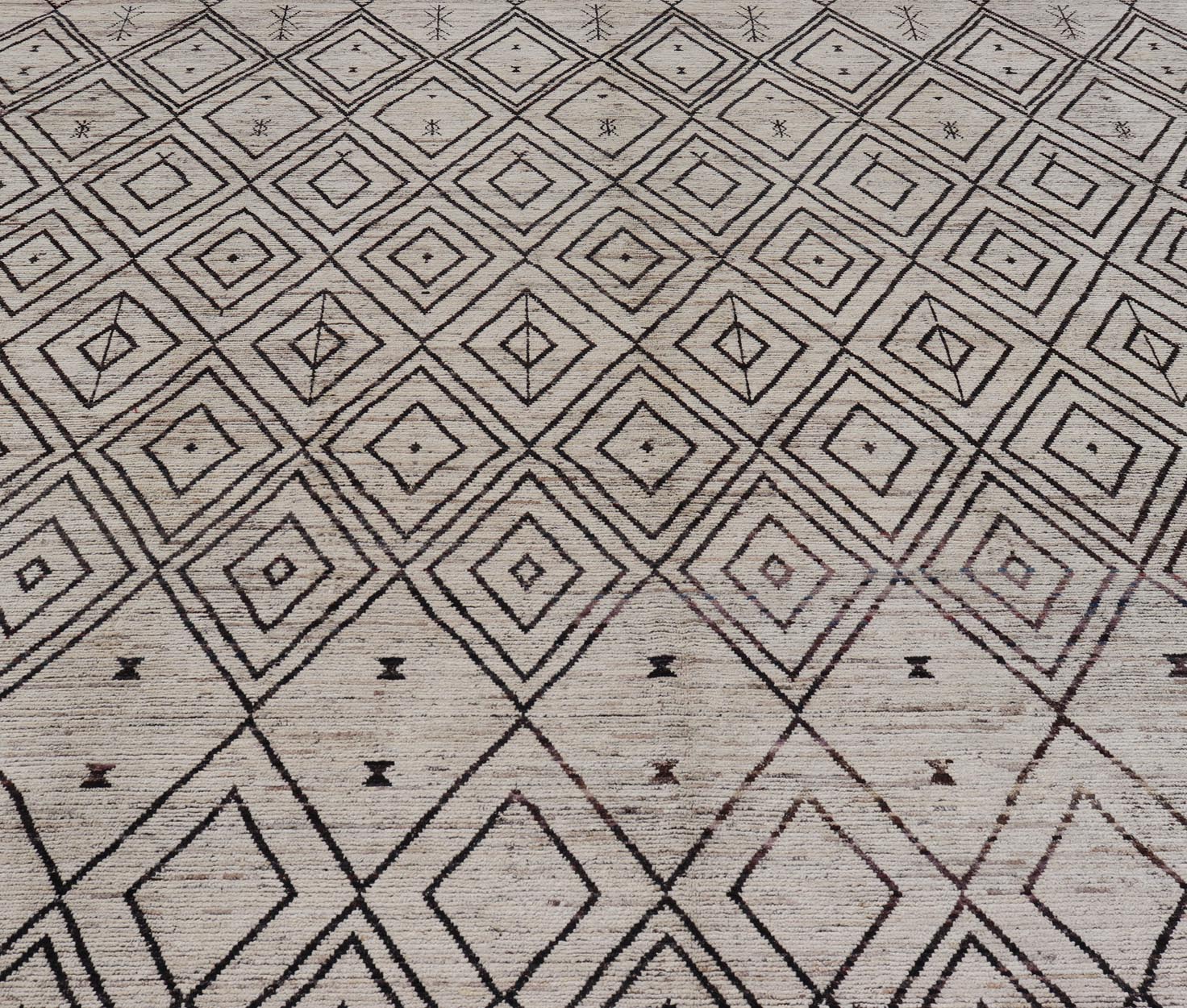 Modern Hand - Knotted Tribal Moroccan Rug in Wool with Geometric Diamond Design Measures: 12'4 x 14'8. This modern casual tribal Moroccan rug has been hand - knotted. The rug features a modern all - over geometric diamond design, replete with various... - Keivan Woven ArtsAFGC - 39770 - 19358Rug