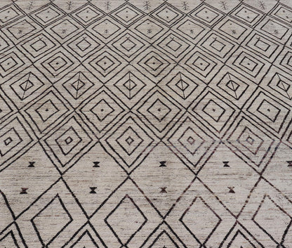 Modern Hand - Knotted Tribal Moroccan Rug in Wool with Geometric Diamond Design Measures: 12'4 x 14'8. This modern casual tribal Moroccan rug has been hand - knotted. The rug features a modern all - over geometric diamond design, replete with various... - Keivan Woven ArtsAFGC - 39770 - 19358Rug