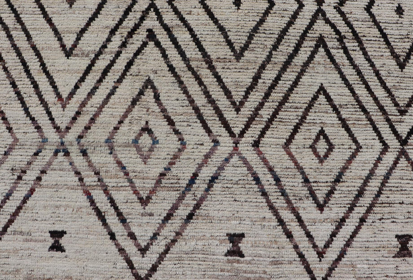 Modern Hand - Knotted Tribal Moroccan Rug in Wool with Geometric Diamond Design Measures: 12'4 x 14'8. This modern casual tribal Moroccan rug has been hand - knotted. The rug features a modern all - over geometric diamond design, replete with various... - Keivan Woven ArtsAFGC - 39770 - 19358Rug