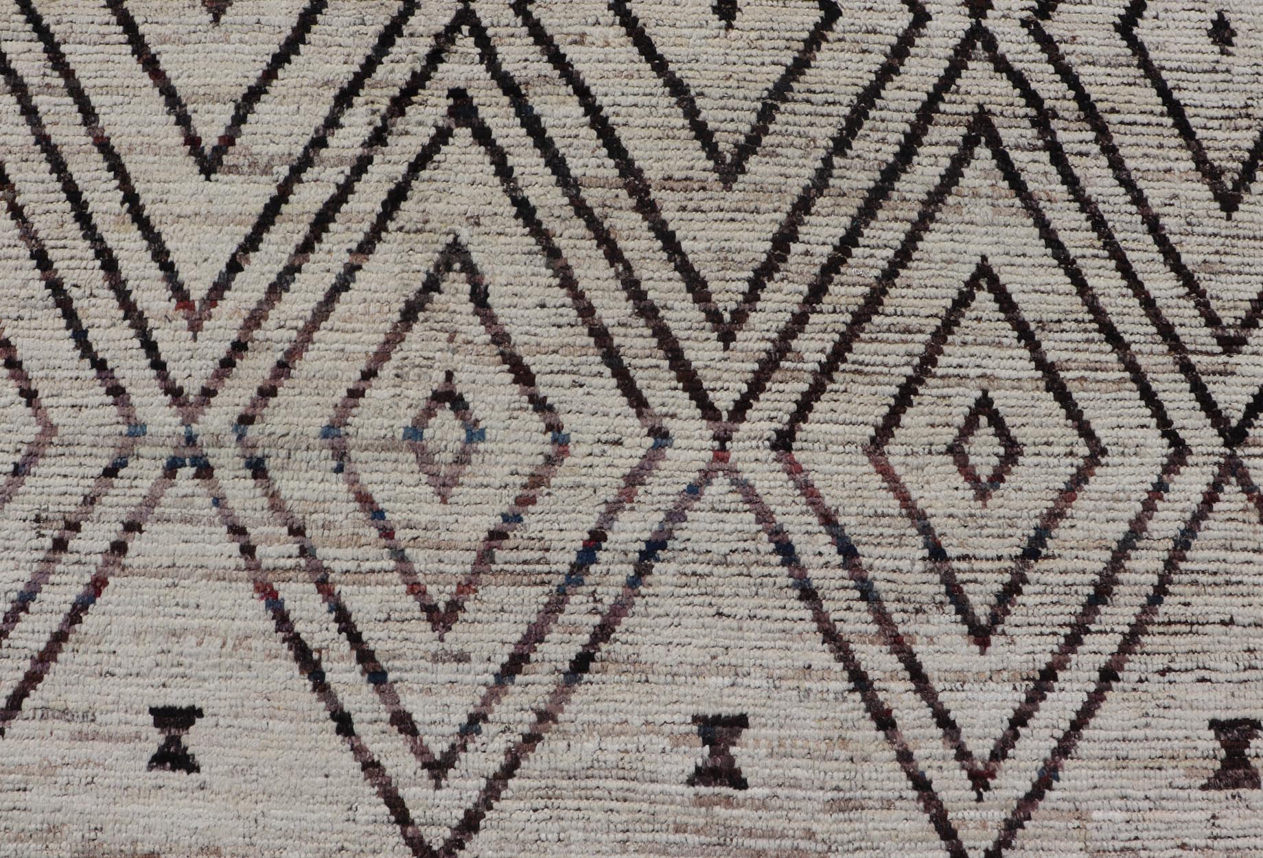 Modern Hand - Knotted Tribal Moroccan Rug in Wool with Geometric Diamond Design Measures: 12'4 x 14'8. This modern casual tribal Moroccan rug has been hand - knotted. The rug features a modern all - over geometric diamond design, replete with various... - Keivan Woven ArtsAFGC - 39770 - 19358Rug