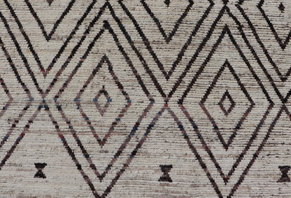 Modern Hand - Knotted Tribal Moroccan Rug in Wool with Geometric Diamond Design Measures: 12'4 x 14'8. This modern casual tribal Moroccan rug has been hand - knotted. The rug features a modern all - over geometric diamond design, replete with various... - Keivan Woven ArtsAFGC - 39770 - 19358Rug