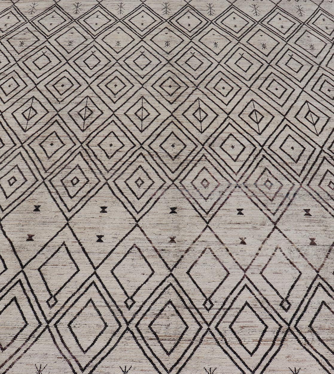 Modern Hand - Knotted Tribal Moroccan Rug in Wool with Geometric Diamond Design Measures: 12'4 x 14'8. This modern casual tribal Moroccan rug has been hand - knotted. The rug features a modern all - over geometric diamond design, replete with various... - Keivan Woven ArtsAFGC - 39770 - 19358Rug