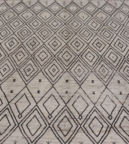 Modern Hand - Knotted Tribal Moroccan Rug in Wool with Geometric Diamond Design Measures: 12'4 x 14'8. This modern casual tribal Moroccan rug has been hand - knotted. The rug features a modern all - over geometric diamond design, replete with various... - Keivan Woven ArtsAFGC - 39770 - 19358Rug