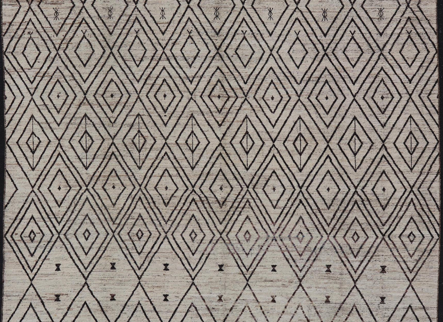 Modern Hand - Knotted Tribal Moroccan Rug in Wool with Geometric Diamond Design Measures: 12'4 x 14'8. This modern casual tribal Moroccan rug has been hand - knotted. The rug features a modern all - over geometric diamond design, replete with various... - Keivan Woven ArtsAFGC - 39770 - 19358Rug
