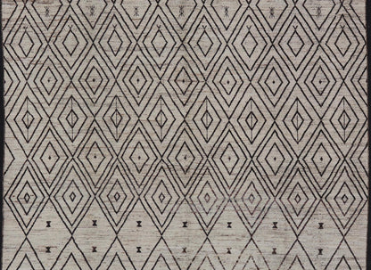 Modern Hand - Knotted Tribal Moroccan Rug in Wool with Geometric Diamond Design Measures: 12'4 x 14'8. This modern casual tribal Moroccan rug has been hand - knotted. The rug features a modern all - over geometric diamond design, replete with various... - Keivan Woven ArtsAFGC - 39770 - 19358Rug