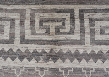 Modern Hand - Knotted Khotan Rug in Wool with Sub - Geometric & Greek Key Design This modern casual Khotan rug has been hand - knotted. The rug features a modern sub - geometric diamond design, enclosed within a Greek key design border; making this rug... - Keivan Woven ArtsAFGC - 39807 - 19376Rug