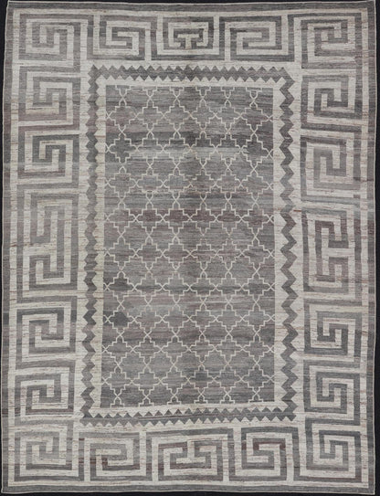 Modern Hand - Knotted Khotan Rug in Wool with Sub - Geometric & Greek Key Design This modern casual Khotan rug has been hand - knotted. The rug features a modern sub - geometric diamond design, enclosed within a Greek key design border; making this rug... - Keivan Woven ArtsAFGC - 39807 - 19376Rug