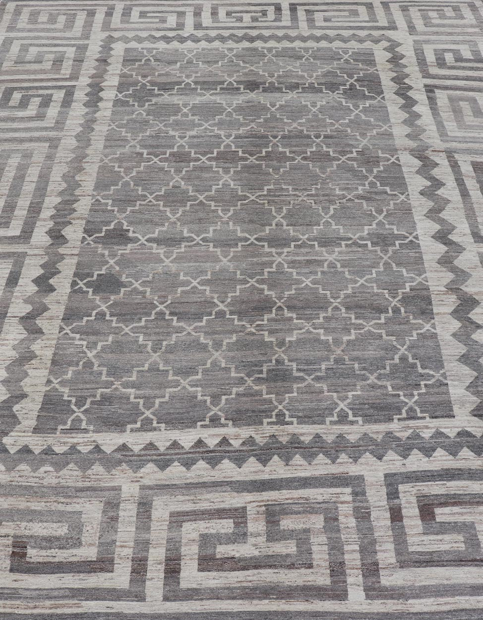 Modern Hand - Knotted Khotan Rug in Wool with Sub - Geometric & Greek Key Design This modern casual Khotan rug has been hand - knotted. The rug features a modern sub - geometric diamond design, enclosed within a Greek key design border; making this rug... - Keivan Woven ArtsAFGC - 39807 - 19376Rug