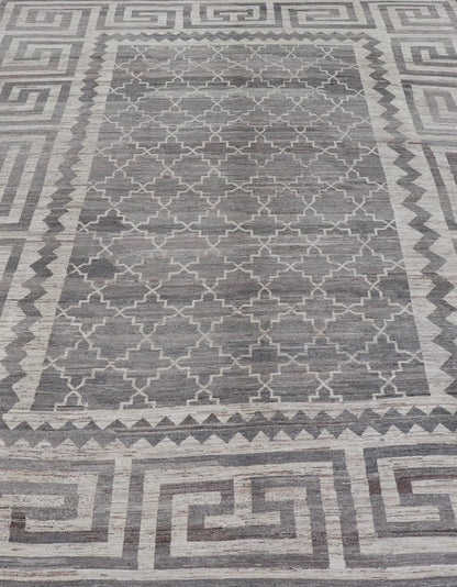 Modern Hand - Knotted Khotan Rug in Wool with Sub - Geometric & Greek Key Design This modern casual Khotan rug has been hand - knotted. The rug features a modern sub - geometric diamond design, enclosed within a Greek key design border; making this rug... - Keivan Woven ArtsAFGC - 39807 - 19376Rug