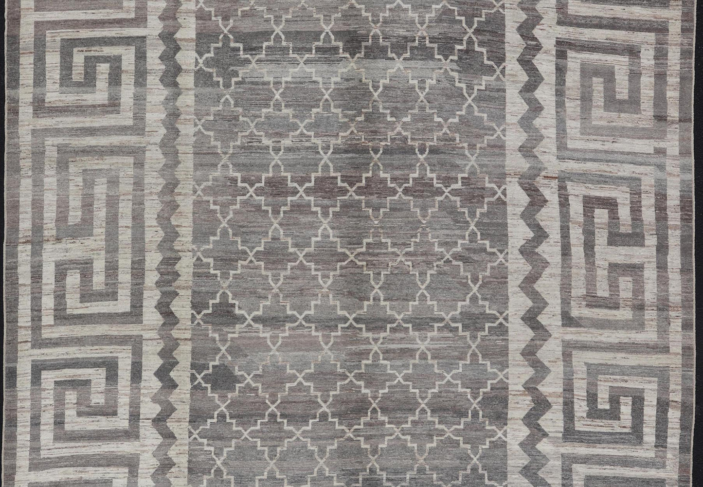 Modern Hand - Knotted Khotan Rug in Wool with Sub - Geometric & Greek Key Design This modern casual Khotan rug has been hand - knotted. The rug features a modern sub - geometric diamond design, enclosed within a Greek key design border; making this rug... - Keivan Woven ArtsAFGC - 39807 - 19376Rug